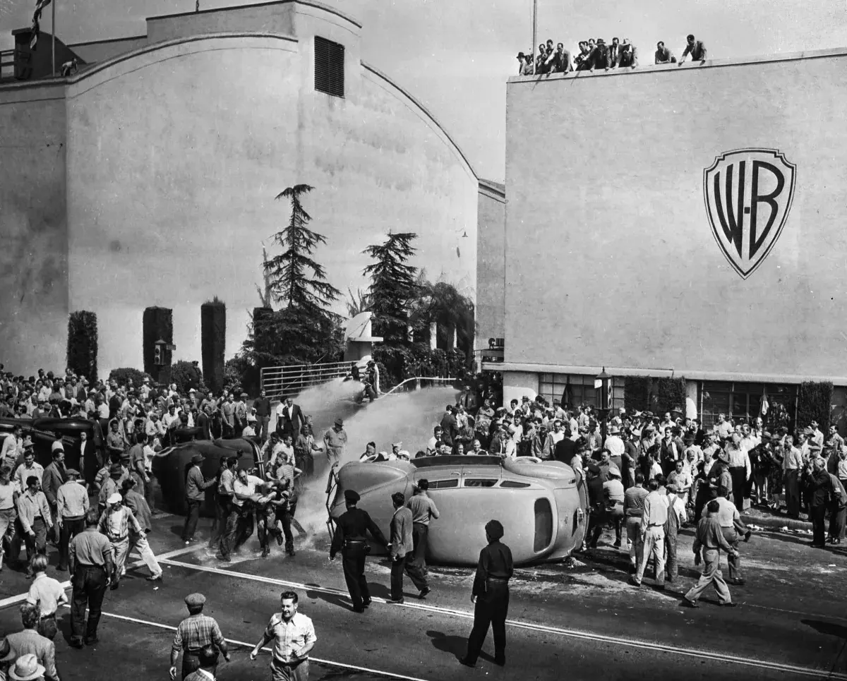 Warner Bros. Studio during the Conference of Studio Unions strike, Los Angeles, 1945